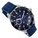 Tommy Hilfiger Larson Chronograph Blue Dial Blue Rubber Strap Watch For Men - 1791920 Authentic Buy Shop Now