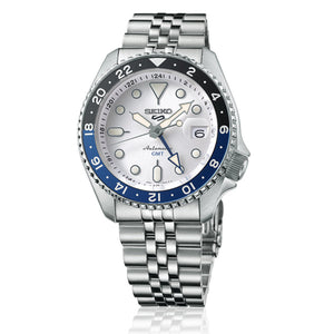 Seiko 5 Sports SKX GMT Automatic Sky Blue Dial Silver Steel Strap Watch For Men - SSK033K1 Authentic Buy Shop Now