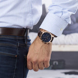 Tommy Hilfiger Kane Chronograph Blue Dial Brown Leather Strap Watch for Men - 1791399 Authentic Buy Shop Now