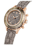 Swarovski Octea Chrono Grey Dial Grey Leather Strap Watch for Women - 5671153 Authentic Buy Shop Now