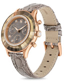 Swarovski Octea Chrono Grey Dial Grey Leather Strap Watch for Women - 5671153 Authentic Buy Shop Now