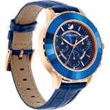 Swarovski Octea Lux Chrono Blue Dial Blue Leather Strap Watch for Women - 5563480 Authentic Buy Shop Now