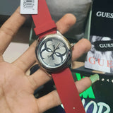 Guess G-Twist Silver Dial Red Rubber Strap Watch for Women - W0911L9 Authentic Buy Shop Now