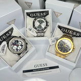 Guess Empire Quartz Black Dial Silver Steel Strap Watch For Men - GW0489G1 Authentic Buy Shop Now