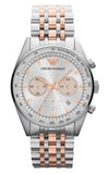 Emporio Armani Sportivo Chronograph Silver Dial Two Tone Steel Strap Watch For Men - AR5999 Authentic Buy Shop Now