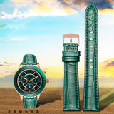 Swarovski Octea Lux Chrono Emerald Green Dial Green Leather Strap Watch for Women - 5452498 Authentic Buy Shop Now
