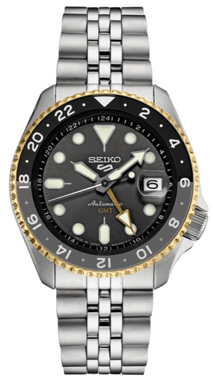 Seiko 5 Sports GMT US Special Edition Automatic Grey Dial Silver Steel Strap Watch For Men - SSK021K1 Authentic Buy Shop Now