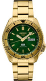 Seiko 5 Sports HUF Limited Edition Green Dial Gold Steel Strap Watch For Men - SRPJ20 Authentic Buy Shop Now