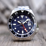 Seiko 5 Sports Automatic GMT Black Dial Silver Steel Strap Watch For Men - SSK001K1 Authentic Buy Shop Now