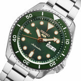 Seiko 5 Sports Automatic Analog Green Dial Silver Steel Strap Watch For Men - SRPD63K1 Authentic Buy Shop Now