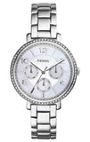 Fossil Jacqueline Multi-Function Mother of Pearl Dial Silver Steel Strap Watch for Women - ES3755 Authentic Buy Shop Now
