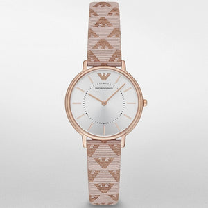 Emporio Armani Kappa Quartz Rose Gold Dial Pink Leather Strap Watch For Women - AR11010 Authentic Buy Shop Now
