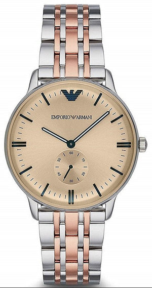 Emporio Armani Classic Beige Dial Two Tone Steel Strap Watch for Men - AR2070 Authentic Buy Shop Now
