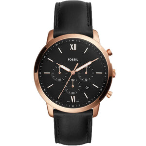 Fossil Neutra Chronograph Black Dial Black Leather Strap Watch for Men - FS5381 Authentic Buy Shop Now