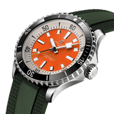 Breitling Superocean Automatic 42mm Kelly Slater Limited Edition Orange Dial Green Rubber Strap Watch for Men - A173751A101S1 Authentic Buy Shop Now