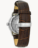 Bulova Classic Skeleton Automatic Brown Dial Brown Leather Strap Watch for Men - 96A120 Authentic Buy Shop Now