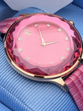 Swarovski Octea Nova Pink Dial Pink Leather Strap Watch for Women - 5650030 Authentic Buy Shop Now