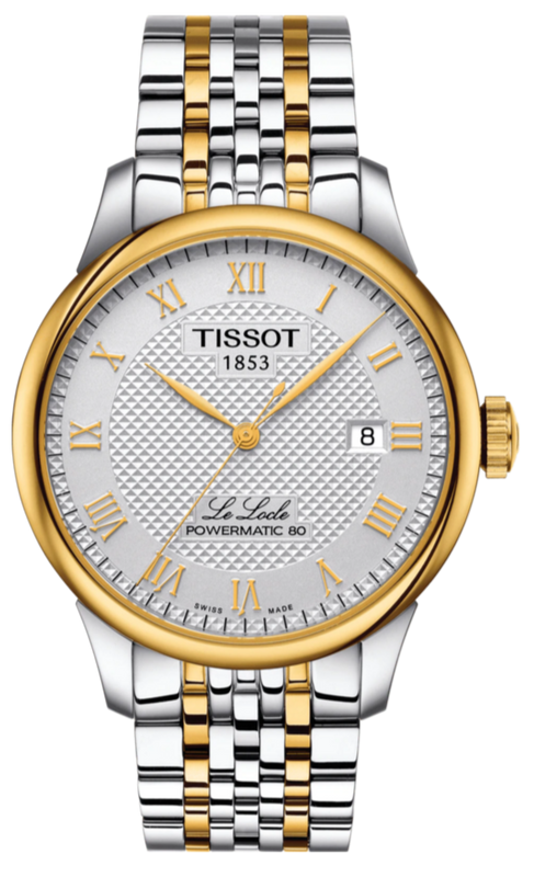 Tissot T Classic Le Locle Powermatic 80 Silver Dial Two Tone Steel Strap Watch For Men - T0064072203301 Authentic Buy Shop Now