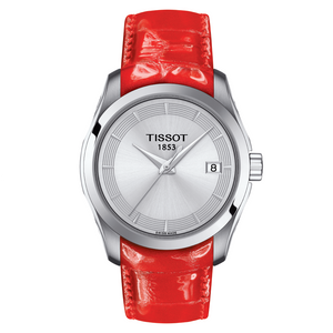 Tissot Couturier Lady Silver Dial Red Leather Strap Watch for Women - T035.210.16.031.01 Authentic Buy Shop Now