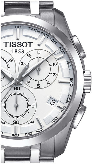 Tissot Couturier Chronograph White Dial Silver Steel Strap Watch For Men - T035.617.11.031.00 Authentic Buy Shop Now