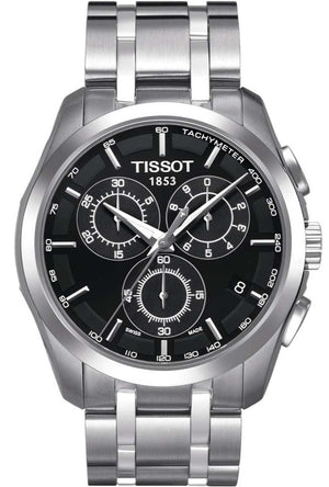 Tissot Couturier Chronograph Black Dial Silver Steel Strap Watch For Men - T035.617.11.051.00 Authentic Buy Shop Now