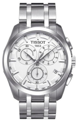 Tissot T Classic Couturier Chronograph White Dial Silver Steel Strap Watch For Men - T101.617.11.031.00 Authentic Buy Shop Now