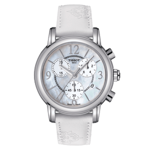 Tissot Dressport Chronograph Mother of Pearl Dial White Leather Strap Watch for Women - T050.217.17.117.00 Authentic Buy Shop Now