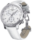 Tissot PRC 200 Chronograph White Dial White Leather Strap Watch For Men - T055.417.16.017.00 Authentic Buy Shop Now