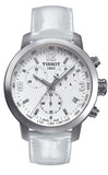 Tissot PRC 200 Chronograph White Dial White Leather Strap Watch For Men - T055.417.16.017.00 Authentic Buy Shop Now