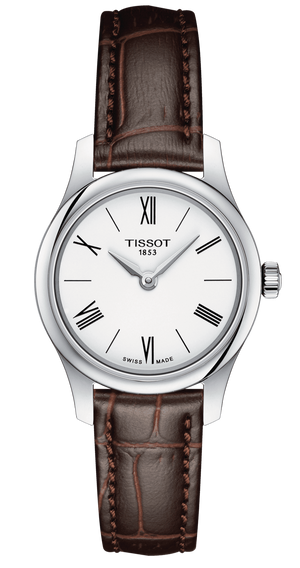 Tissot Tradition 5.5 Lady Silver Dial Brown Leather Strap Watch for Women - T063.009.16.018.00 Authentic Buy Shop Now