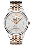 Tissot Tradition Powermatic 80 Open Heart Silver Dial Two Tone Steel Strap Watch For Men - T063.907.22.038.01 Authentic Buy Shop Now