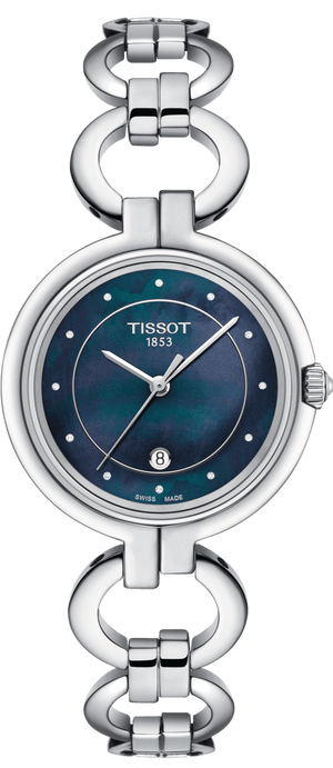 Tissot T Lady Flamingo Mother of Pearl Blue Dial Silver Steel Strap Watch for Women - T094.210.11.126.00 Authentic Buy Shop Now