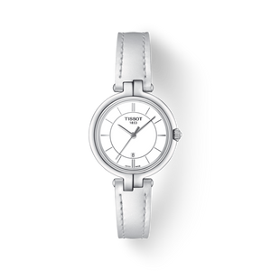 Tissot T Lady Flamingo White Dial White Leather Strap Watch For Women - T094.210.16.011.00 Authentic Buy Shop Now