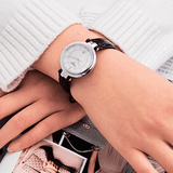 Tissot T Lady Flamingo Mother of Pearl White Dial Black Leather Strap Watch for Women - T094.210.16.111.00 Authentic Buy Shop Now