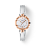 Tissot T Lady Flamingo Mother of Pearl White Dial White Leather Strap Watch For Women - T094.210.26.111.01 Authentic Buy Shop Now
