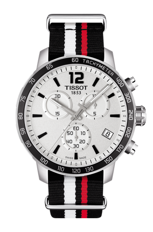 Tissot Quickster Chronograph NBA Toronto Raptors White Dial Two Tone NATO Strap Watch for Men - T095.417.17.037.16 Authentic Buy Shop Now