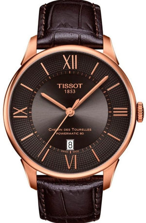 Tissot Chemin des Tourelles Powermatic 80 Brown Dial Brown Leather Strap Watch for Men - T099.407.36.448.00 Authentic Buy Shop Now