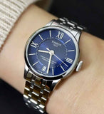 Tissot Chemin Des Tourelles Powermatic 80 Lady Blue Dial Silver Steel Strap Watch For Women - T099.207.11.048.00 Authentic Buy Shop Now