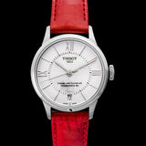 Tissot Chemin Des Tourelles Automatic Mother of Pearl White Dial Red Leather Strap Watch For Women - T099.207.16.118.00 Authentic Buy Shop Now