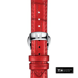 Tissot Chemin Des Tourelles Powermatic 80 Mother of Pearl White Dial Red Leather Strap Watch For Women - T099.207.16.118.00 Authentic Buy Shop Now