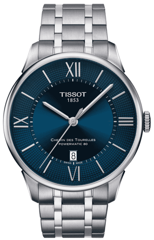 Tissot Chemin Des Tourelles Powermatic 80 Lady Blue Dial Silver Steel Strap Watch For Women - T099.207.11.048.00 Authentic Buy Shop Now