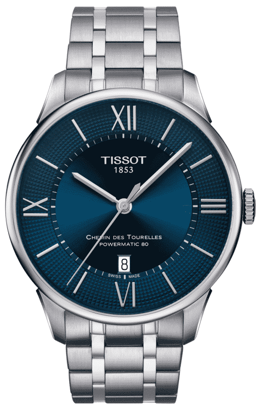 Tissot Chemin Des Tourelles Powermatic 80 Lady Blue Dial Silver Steel Strap Watch For Women - T099.207.11.048.00 Authentic Buy Shop Now