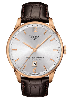 Tissot Chemin Des Tourelles Powermatic 80 Silver Dial Brown Leather Strap Watch For Men - T099.407.36.037.00 Authentic Buy Shop Now