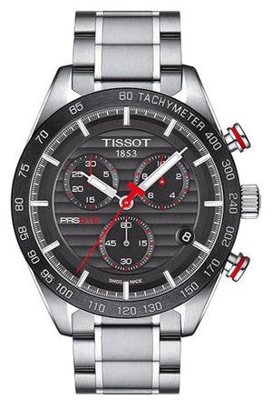 Tissot T Sport PRS 516 Chronograph Black Dial Silver Steel Strap Watch For Men - T100.417.11.051.01 Authentic Buy Shop Now