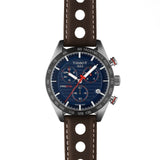 Tissot PRS 516 Chronograph Blue Dial Brown Leather Strap Watch For Men - T100.417.16.041.00 Authentic Buy Shop Now