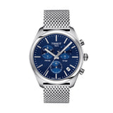 Tissot PR 100 Chronograph Blue Dial Silver Mesh Bracelet Watch for Men - T101.417.11.041.00 Authentic Buy Shop Now