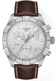 Tissot PR 100 Sport Quartz Chronograph Silver Dial Brown Leather Strap Watch For Men - T101.617.16.031.00 Authentic Buy Shop Now