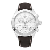 Tissot PR 100 Sport Quartz Chronograph Silver Dial Brown Leather Strap Watch For Men - T101.617.16.031.00 Authentic Buy Shop Now