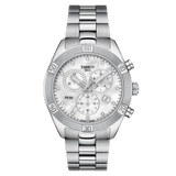 Tissot PR 100 Sport Chic Chronograph Diamonds Mother of Pearl Dial Silver Steel Strap Watch for Women - T101.917.11.116.00 Authentic Buy Shop Now