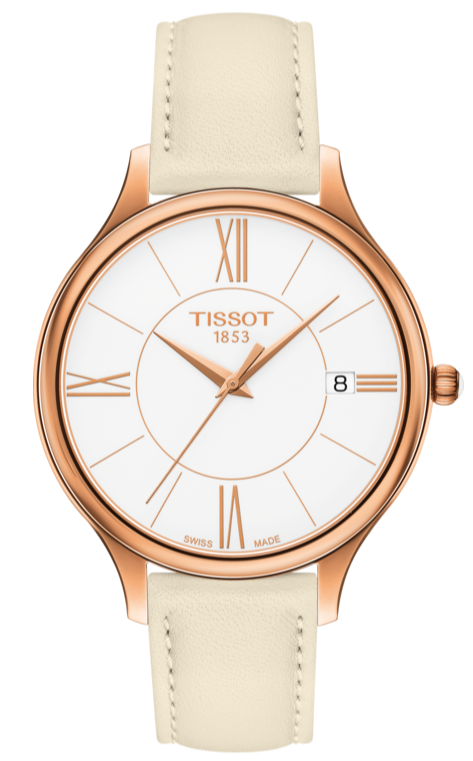 Tissot T Lady Bella Ora Round White Dial Beige Leather Strap Watch For Women - T103.210.36.018.00 Authentic Buy Shop Now